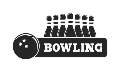 Obraz premium Vector set of bowling emblems.
