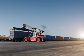forklift handling container box © sorapop