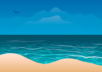 Vector illustration. Ocean coast. Sand beach.