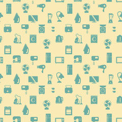 Seamless pattern of household appliances. Washing machine, stove
