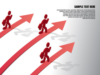 Design template, Running businessman on growth of progressive business, vector illustration