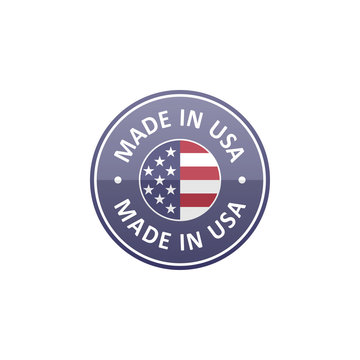 Round "Made in USA" label with USA flag