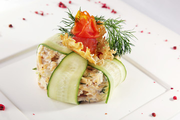 Salad with cucumber in Russian style