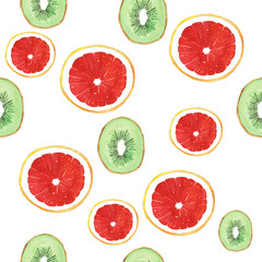 watercolor grapefruit kiwi pattern fruit