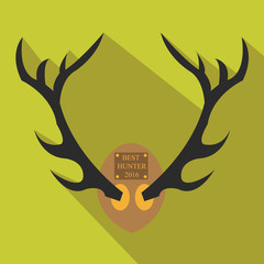 Obraz premium Deer antlers. Horns icon in flat style with long shadow.