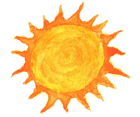 Sun in watercolor