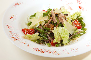 meat with beans and greens