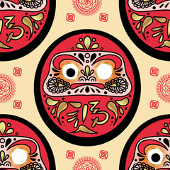 Daruma doll seamless pattern.