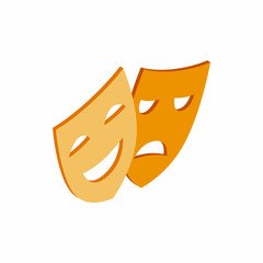 Comedy and tragedy theatrical masks icon