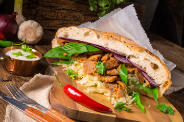 Gyros pita with wild garlic