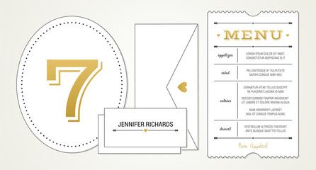 Wedding Invitation pt.3 Template - Menu, Table number, Name place cards (with used fonts listed in file)