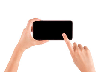 woman hands holding smartphone