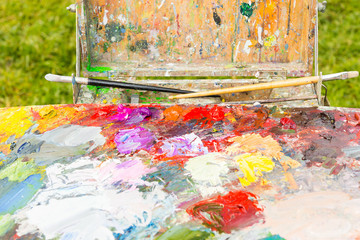 Professional painter's sketchbook outdoors