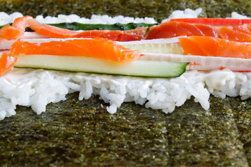 cooking sushi rolls