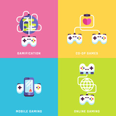 Fototapeta premium Game related concepts. Part 1. Vector illustration.