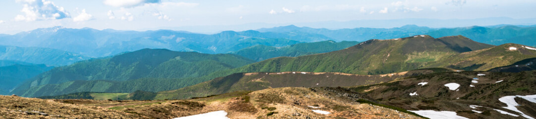 Naklejka premium Panorama of mountains in the Ukrainian Carpathians