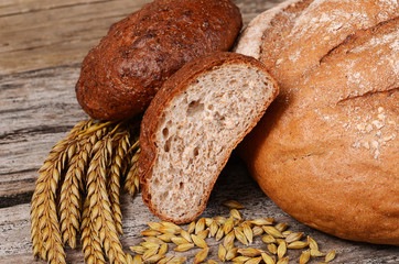 Fresh bread with ears a rye