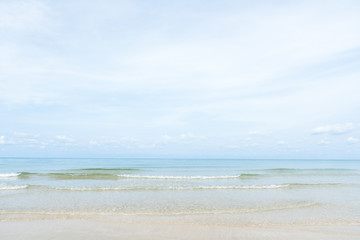 Exotic beach with gentle wave and clear, Ripple wave and clear on beac with blue sky