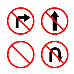 Six Raster Traffic Signs on White Background, 
