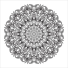 black and white outline mandala, isolated vector