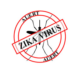 Zika virus alert. Mosquito with phrase &quot. Zika virus alert&quot. Danger for pregnancy Zika virus.