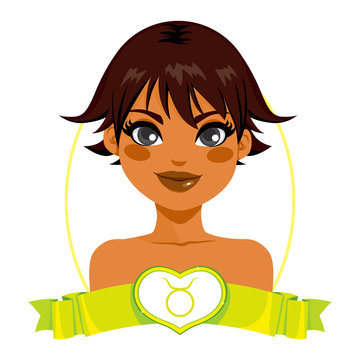 Portrait of brunette girl representing Taurus zodiac sign
