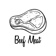 Beef Meat With Hand Drawn or Line Art Style
