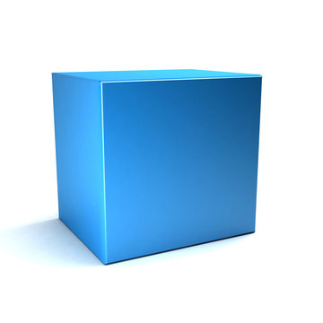 Blue cube isolated on white background