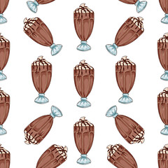 Seamless pattern color chocolate milkshake scetch