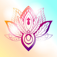 Lotus Mandala on a bright background. Vector ornamental Lotus, e