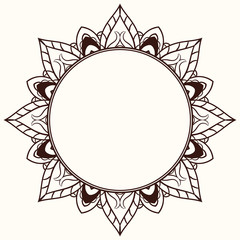 Vector frame in shape of a circle. Vintage round frame