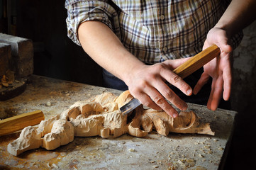chisel in carver workshop