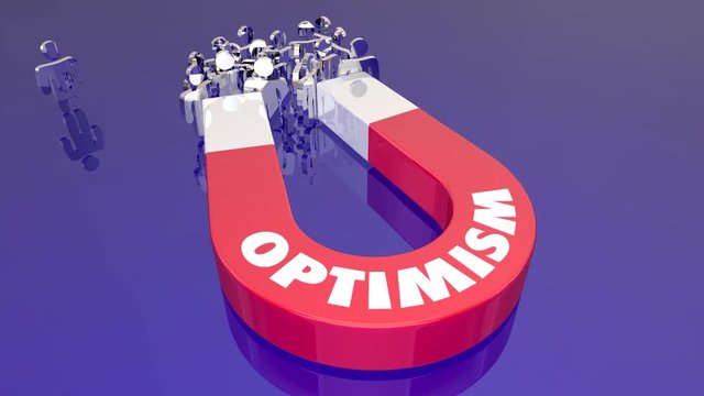 Optimism Magnet Attracting People Word 3d Animation