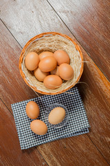 chicken eggs in the basket