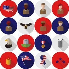 Veterans day america Usa icons and ojects