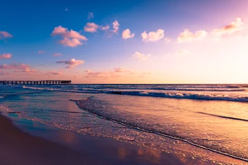 Photo sur Plexiglas Côte Paysage marin impressionnant d& 39 Ocean Beach à San Diego, Californie. Le coucher du soleil.