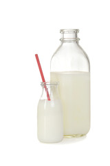 glass and bottle of milk