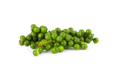 green color black pepper on white background