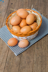 chicken eggs in the basket
