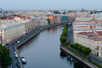 Fototapeta premium The channel the Fontanka River in Saint Petersburg in the early morning before the sun is raised.