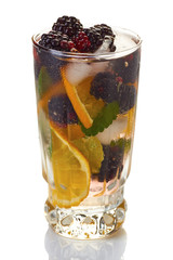 Refreshing fruit drink on white