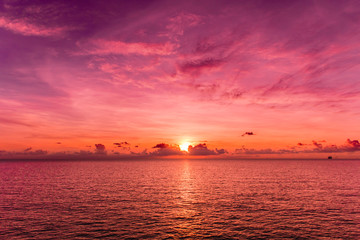 Sunset in the evening, sunrise with clouds