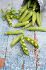 Fresh green peas in pods
