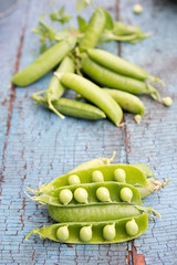 Fresh green peas in pods
