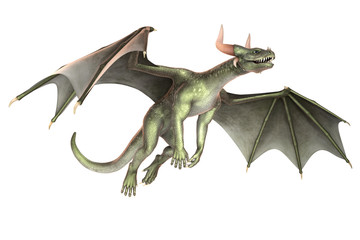 Elegant dragon isolated on white background 3d illustration