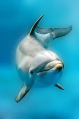Foto op Plexiglas dolfijn lachend oog close-up portret detail © Andrea Izzotti
