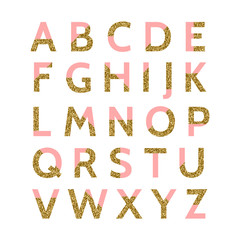 Pink and Gold Glitter Font