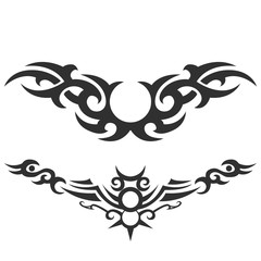 tribal tattoo. vector illustration without transparency. Black tattoo. Set of tribal tattoo. Line tribal tattoo. Men's tattoo. Women's tattoo.
