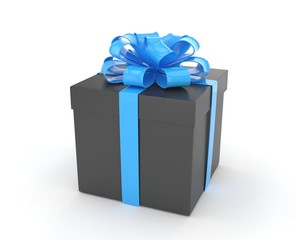 gift box with bows isolated on white. 3d rendering.
