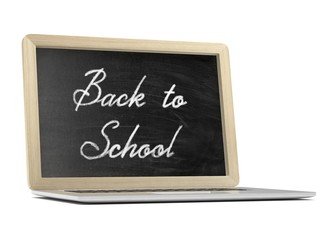   Laptop with chalkboard, back to school, education concept. 3d rendering.